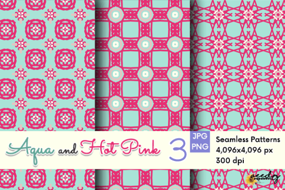 Download Aqua and Hot Pink Patterns Set - Hot pink Collection