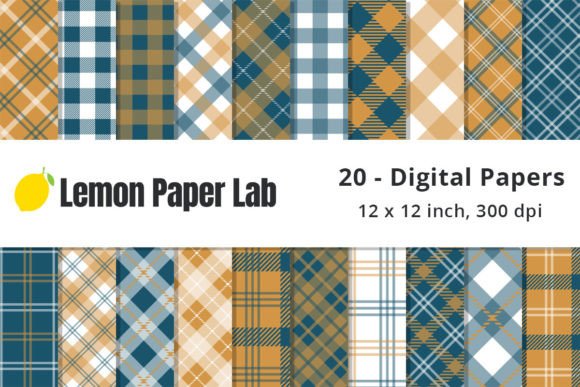 Download Teal and Gold Plaid Papers - Teal Collection