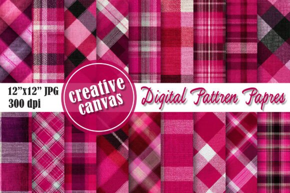 Download Hot Pink Plaid Digital Paper Bundle - Hot pink Collection
