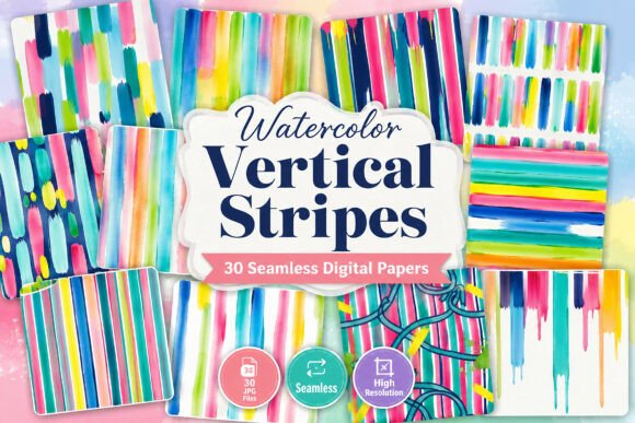 Download Watercolor Vertical Stripes Pattern - Stripes pattern Collection