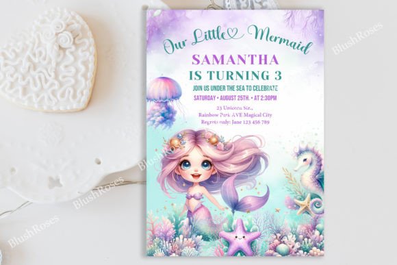 Download Cute Purple and Teal Mermaid Birthday in - Teal Collection