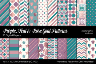 Download Purple, Teal &amp; Rose Gold Digital Papers - Teal Collection