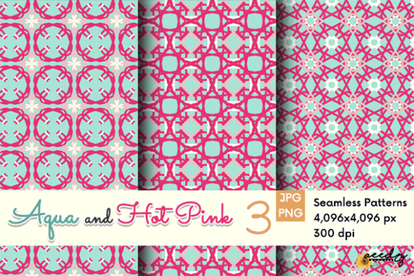 Download Aqua and Hot Pink Patterns Set - Hot pink Collection