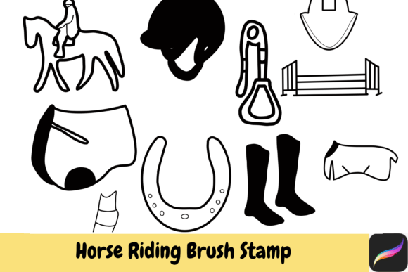 Download Horse Riding Brush Stamps Procreate IPAD - Brush Collection