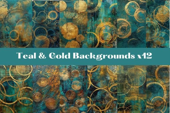 Download Teal and Gold Textured Backgrounds X12 - Teal Collection