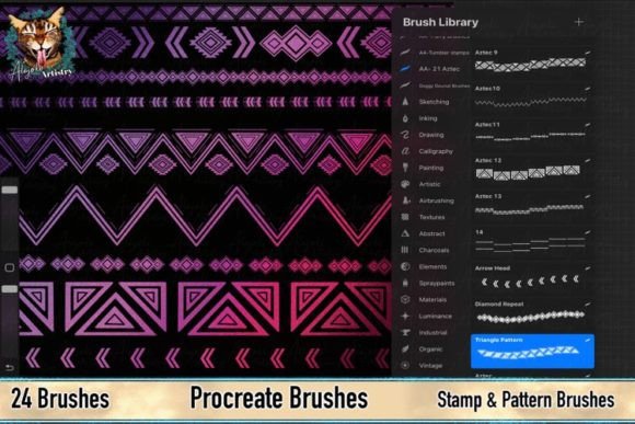 Download Aztec Stamp - Pattern Procreate Brushes - Brush Collection