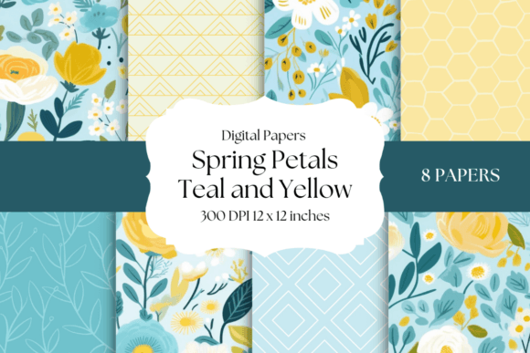 Download Spring Petals - Teal and Yellow - Teal Collection