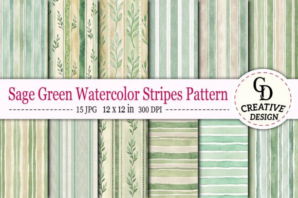 Download Sage Green Watercolor Stripes Pattern - Stripes pattern Collection