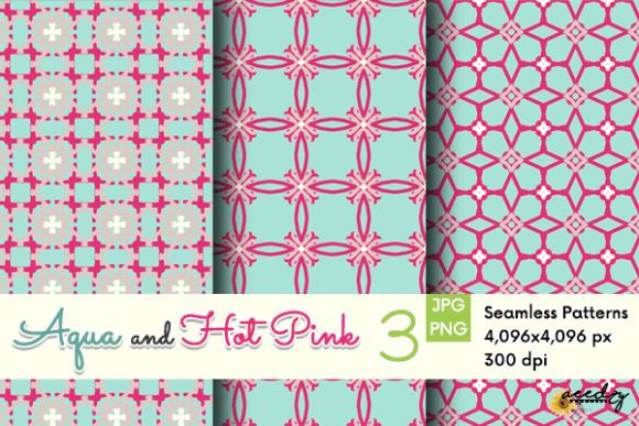 Download Aqua and Hot Pink Patterns Set - Hot pink Collection