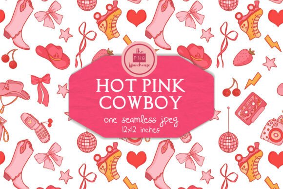 Download Hot Pink Cowboy - Seamless Pattern - Hot pink Collection