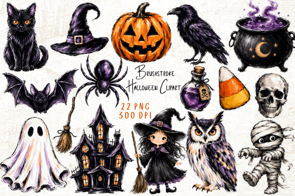 Download Brushstroke Halloween Clipart PNG - Brush Collection