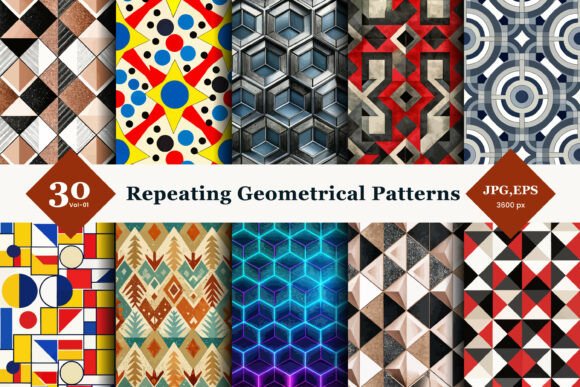 Download Repeating Geometric Seamless Patterns 01 - Premium Bundle