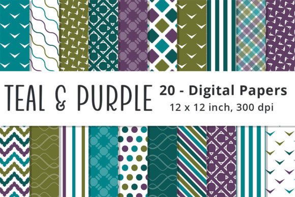 Download Purple, Teal, and Green Patterned Paper - Teal Collection