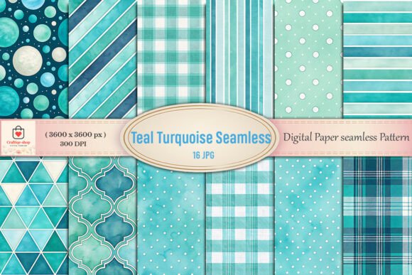 Download Teal Turquoise Digital Paper Bundle - Teal Collection