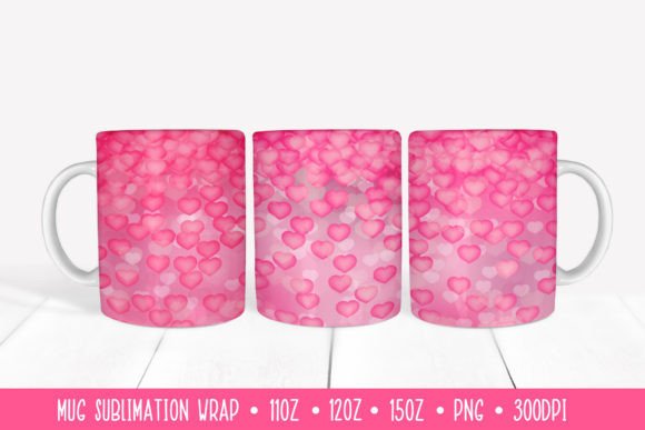 Download Hot Pink Hearts Mug Sublimation Design. - Hot pink Collection