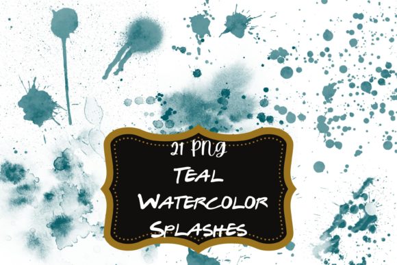 Download 21 Teal Watercolor Splash Overlays PNG - Teal Collection