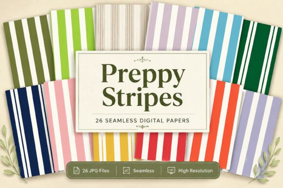Download Preppy Stripes Pattern Digital Bundle - Stripes pattern Collection