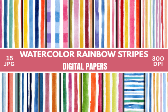 Download Watercolor Stripes Pattern Digital Paper - Stripes pattern Collection