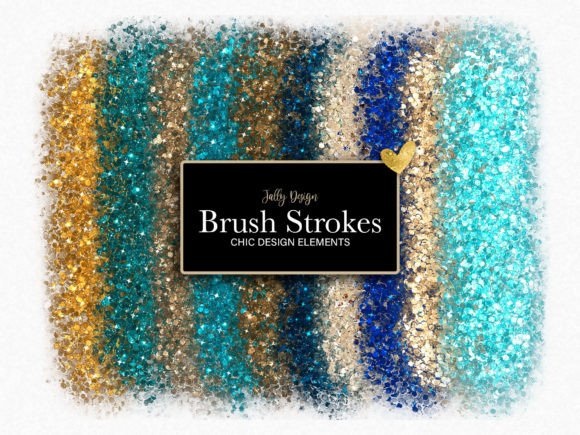 Download Blue and Gold Glitter Brush Strokes - Brush Collection