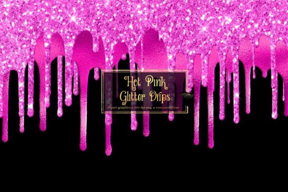Download Hot Pink Glitter Drips Overlays - Hot pink Collection